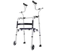 Upright Rolling Walker Heavy Duty Folding Walker Disabled Wheelchair Mobility Aid Walking Frame for Elderly Seniors Disabled The Most Suitable Gift Double The Comfort