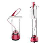 Upright Steamer for Clothes 2000W Turbo Boiler Standing Garment Steamer 2L Water Tank 1h Continuous Steam Flat&Hanging Ironing Double Retractable Rod 10 Modes 30s Fast Preheat for all Fabrics (RED)