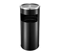 Upright Trash Can - 30L Stainless Steel Round Container With Ashtray, Open Top Waste Bin | Commercial Hotels Bar Lobby Patio Indoor Outdoor Waste Management Durable Fireproof