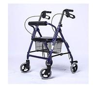 Upright Walker, Foldable Rollator, with Shopping Blue Belt Seat, Multi-Function Walker, Lightweight Portable Travel Tool