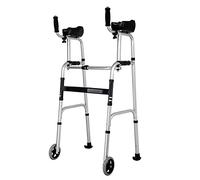Upright Walker for Seniors with Seat & Armrest & 2 Wheels Lightweight, Foldable Adjustable Height Walking Aid for Rehabilitation Training, Home Outdoor Hospital