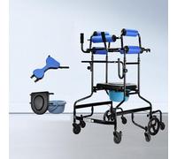 Upright Walker with Hand Brakes for Disabled and Elderly, Adjustable Height Rehabilitation Standing Frame with 8 Wheels, Supports 200kg for Safe Mobility and Hemiplegia Recovery