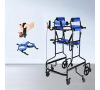 Upright Walker with Hand Brakes for Disabled and Elderly, Adjustable Height Rehabilitation Standing Frame with 8 Wheels, Supports 200kg for Safe Mobility and Hemiplegia Recovery