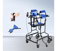 Upright Walker with Hand Brakes, Walking Aids for Disabled People, Portable Hemiplegia Rehabilitation Standing e, Height Adjustable, Loading Capacity 200kg, 8 Wheels