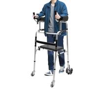 Upright Walker with Seat, Foldable Standing Rollator Walker (Four-Wheel)