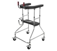 Upright Walkers for Seniors, Stand Up Bariatric Walker with Armrest Pad, Adjustable Rolling Mobility Aid, 4-Wheel rt e 220lbs Capacity, Standing Walker for Disabled Rehabilitation B