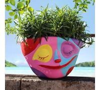 Upriver 1pcs Abstract Rainbow Head Flower Planters Pots Funny Head Flower Pot Quirky Plant Pots for Indoor Plants Distinctive Cute Funky Quirky Home Decor