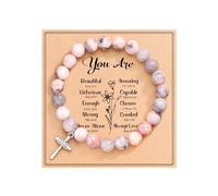 UPROMI Christian Gifts for Women, Cross Bracelet for Women Confirmation Gifts for Teen Girls, 7.5inch, Stone, no gemstone