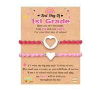 UPROMI First Day of Preschool/Kindergarten/1st Grade Gift, Matching Heart Back to School Bracelet Mommy and Me, 6.5", no gemstone