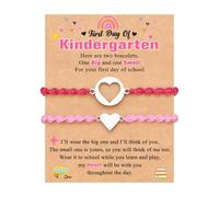 UPROMI First Day of Preschool/Kindergarten/1st Grade Gift, Matching Heart Back to School Bracelet Mommy and Me, 6.5", no gemstone