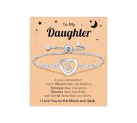 UPROMI To My Granddaughter/Daughter/Niece Gifts, I Love You to The Moon and Back Bracelet, Christmas Valentines Birthday Gifts, 10.2inches, Stainless Steel, Cubic Zirconia