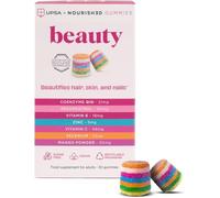 UPSA x Nourished 7-in-1 Beauty Gummies for Women - Vitamin C & E, Mango Powder, Selenium, Coenzyme Q10, Resveratrol, Multivitamin Gummy Hair Skin and Nails Vitamins - 30 Vitamin Gummies