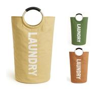 UpSeb 90L Collapsible Laundry Basket, Waterproof Laundry Bag for Baby, Large Washing Basket with Padded Handles Stands Up Well for Easy Storage (Sandy Biege)