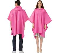UPSEN Rain Ponchos for Adults, 2 Pcs Reusable Raincoats Coats Jackets Emergency for Women Men with Hood, Pink