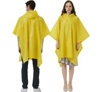 UPSEN Rain Ponchos for Adults, 2 Pcs Reusable Raincoats Coats Jackets Emergency for Women Men with Hood, Yellow