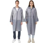 UPSEN Rain Ponchos for Adults, Reusable Raincoats for Women Men, 2 Pack Emergency Rain Jacket with Hood for Disney Outdoor, Gray