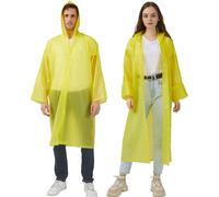 UPSEN Rain Ponchos for Adults, Reusable Raincoats for Women Men, 2 Pack Emergency Rain Jacket with Hood for Disney Outdoor, Yellow