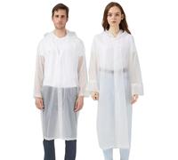 UPSEN Rain Ponchos for Adults, Reusable Raincoats for Women Men, 2 Pack Emergency Rain Jacket with Hood for Disney Outdoor, White