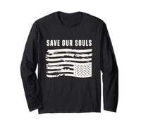 Upside Down American Flag Patriotic 4th July Save Our Souls Long Sleeve T-Shirt