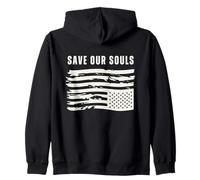Upside Down American Flag Patriotic 4th July Save Our Souls Zip Hoodie