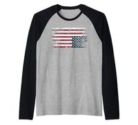 Upside down American flag, vintage upside down USA flag Raglan Baseball Tee
