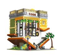 Upside Down Bookstore Building Block Set - 3621PCS Inverted House Bricks Kit, Library Model, Creative Architecture Playset, Home Office Decor, Unique Gift for Book Lovers, City Street View
