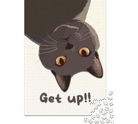 Upside-Down Cat with 'Get Up!!' Text(4) 1000 Piece Jigsaw Puzzle, 38x26cm/1000pcs, for Adults, New Year Hobby, Relaxing Home Time And A Calmer Routine