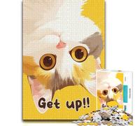Upside-Down Cat with 'Get Up!!' Text Adult Jigsaw Puzzle 1000pcs (52x38cm) | A traditional jigsaw format around the table for screen-free time.