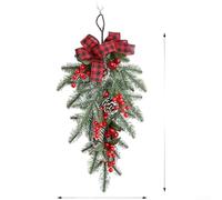 Upside Down Christmas Tree Wreath in For AMERICAN Style, Constructed with Plastic, PVC, and Iron Art, Includes Red Bow for Holiday Decoration on Doors, Walls, and Indoor Spaces
