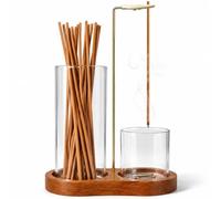 Upside Down Incense Holder, Wooden Incense Holder for Sticks with Removable Glass Ash Catcher, Incense Stick Holders for Yoga, Spa, Zen Meditation, Tea, Wonderful Gift for Any Occasion (Brown)
