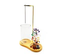 Upside Down Incense Stick Holder with 100% Ash Catch Glass Tube and 7-Color Crystal Tree for Yoga, Zen Meditation, Healing, Home Decoration