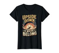 Upside Down is Where I Belong Paramotor Paragliding Value Graphic T-Shirt, Women, Black, XL