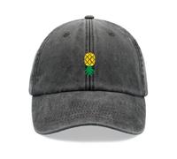 Upside Down Pineapple Baseball Cap Vintage Washed Unisex Dad Hat Low Profile Adjustable Black