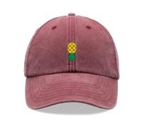 Upside Down Pineapple Baseball Cap Vintage Washed Unisex Dad Hat Low Profile Adjustable Red