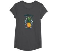 Upside Down Pineapple Express Tropical Retro Cool Vibes T-Shirt, Girls, Dark Heather Grey, XS