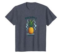 Upside Down Pineapple Express Tropical Retro Cool Vibes T-Shirt, Kids, Heather Blue, 2 Years