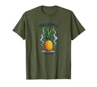 Upside Down Pineapple Express Tropical Retro Cool Vibes T-Shirt, Men, Olive Green, Large