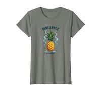 Upside Down Pineapple Express Tropical Retro Cool Vibes T-Shirt, Women, Olive Heather, Medium