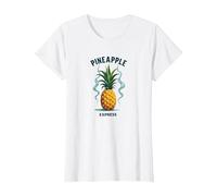 Upside Down Pineapple Express Tropical Retro Cool Vibes T-Shirt, Women, White, XXL