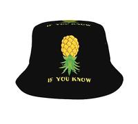Upside Down Pineapple Funny Swinger If You Know Bucket Hat for Women Men Unisex Sun Cap Packable Outdoor Fisherman Hat Headwear Black