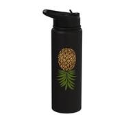 Upside Down Pineapple Leopard Print Swinger Two Seater Stainless Steel Insulated Water Bottle