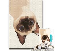 Upside-Down Siamese Cat Portrait Jigsaw Puzzle for Adults 1000pcs (52x38cm) | Relaxing indoor pastime around the table for steady concentration.