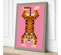 Upside-Down Tiger Modern Canvas Wall Art Print 18x12 Inch (46 x 30 cm)