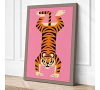 Upside-Down Tiger Modern Canvas Wall Art Print 18x12 Inch (46 x 30 cm)