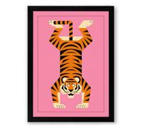Upside-Down Tiger Modern Framed Wall Art Print A4 (29.7×21cm) Black, Wall Decor for Living Room, Bedroom, Office & Home, Ready to Hang, Art Gift