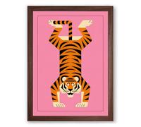 Upside-Down Tiger Modern Framed Wall Art Print A4 (29.7×21cm) Walnut, Wall Decor for Living Room, Bedroom, Office & Home, Ready to Hang, Art Gift