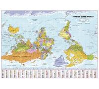 Upside Down World Political Wall Map - 39.25" x 27.5" Matte Plastic