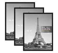 upsimples 3 Pack 11x14 Picture Frame, Black Picture Frame for Photo Gallery - Slide-In Strips, Horizontal or Vertical Wall Mounting