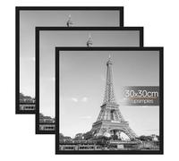 upsimples 3 Pack 30x30 Picture Frame, 30x30 Picture Frame Black for Photo Gallery - Slide-In Strips, Horizontal or Vertical Wall Mounting