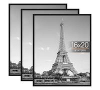 upsimples 3 Pack 40x50 Picture Frame, Black Picture Frame for Photo Gallery - Slide-In Strips, Horizontal or Vertical Wall Mounting